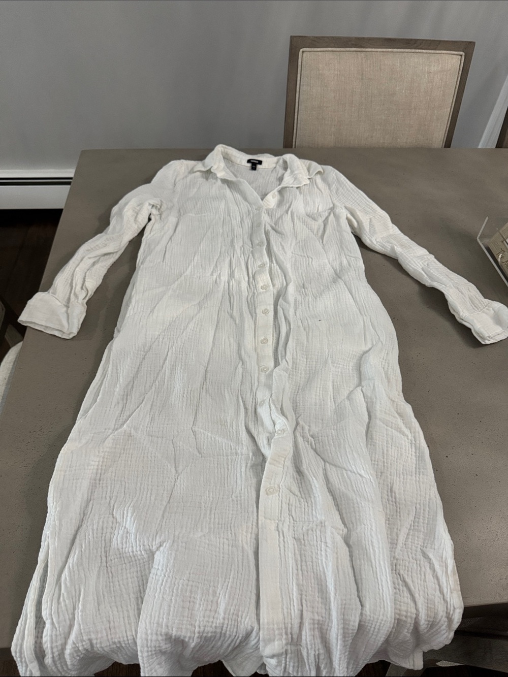 Express White Textured Button-Up Shirt